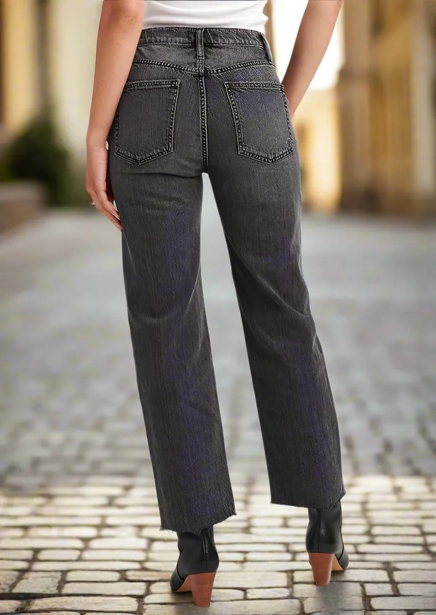 HIGHLY DESIRABLE STRAIGHT WASHED BLACK JEANS