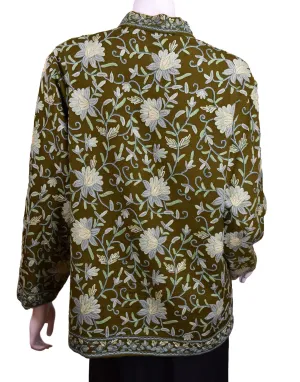 Irene Green Jacket Dinner Cashmere Evening Dress Coat Floral Hand Embroidered Kashmir