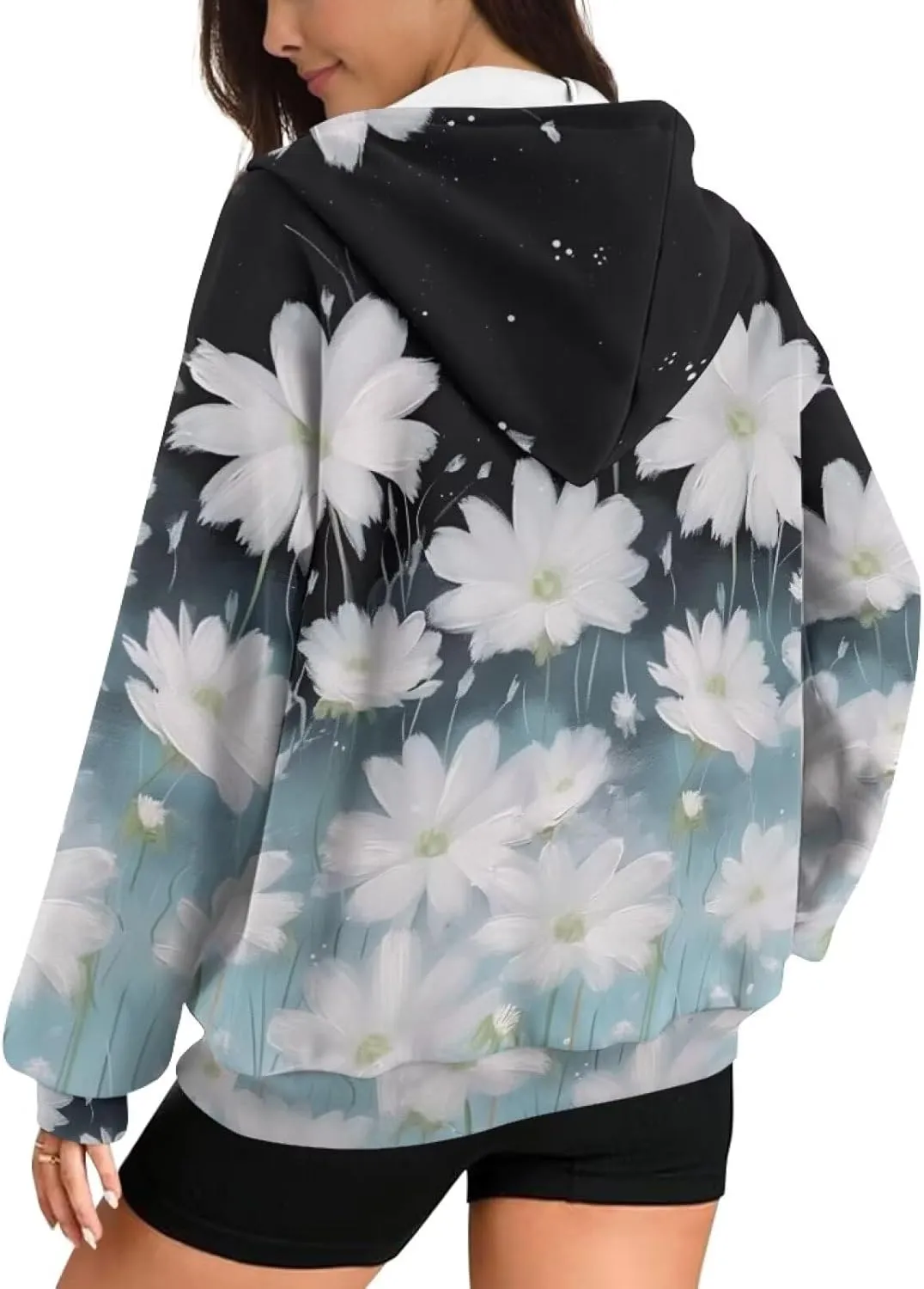 Irisjudy Roaring Tiger Women Casual Full Zip Up Hoodie Native Tribal Oversized Hoodies Purple Skull Y2K Relaxed Sweatshirts