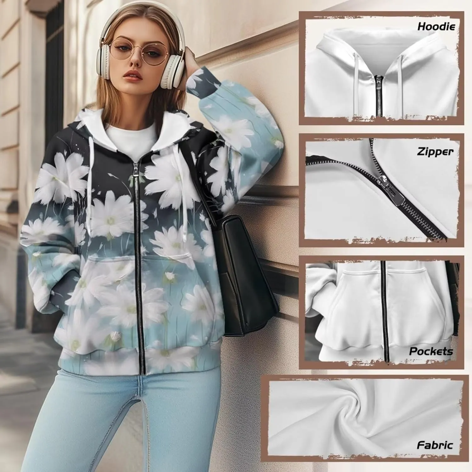 Irisjudy Roaring Tiger Women Casual Full Zip Up Hoodie Native Tribal Oversized Hoodies Purple Skull Y2K Relaxed Sweatshirts