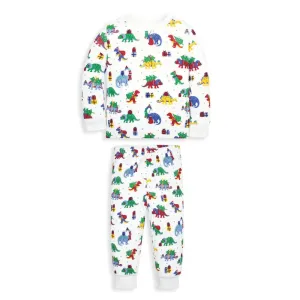 Jojo Maman Bebe Kids' Christmas Dinosaur Snug Fit Rib Pajamas