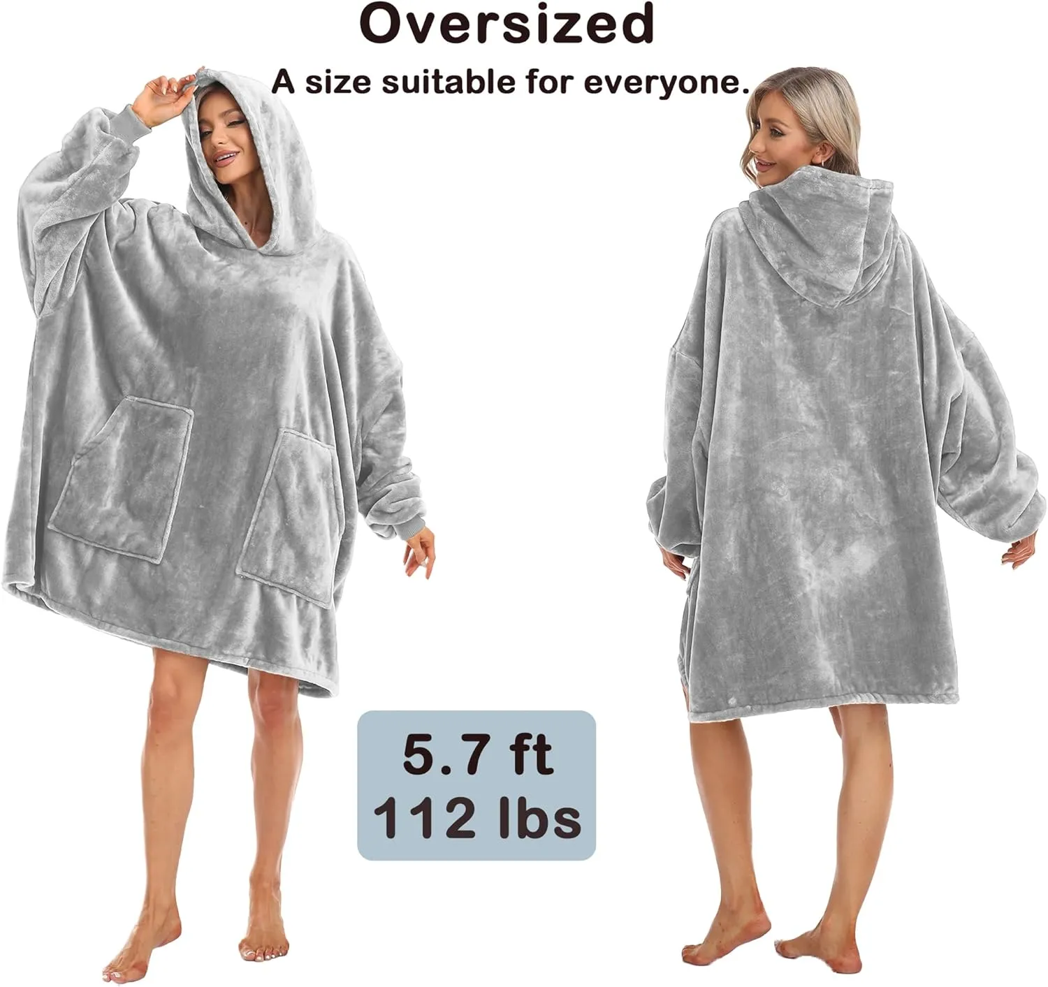 Kipswiza Blanket Hoodie - Wearable Blankets Oversized Cozy Flannel Sweatshirt Blanket as Gifts for Adult Women Men