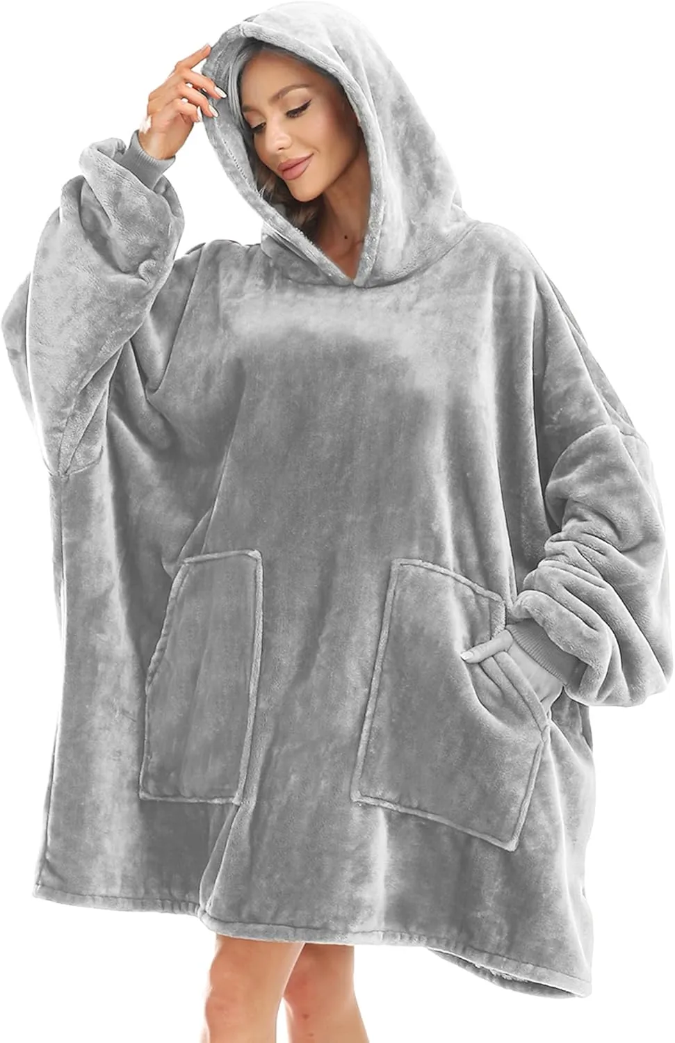 Kipswiza Blanket Hoodie - Wearable Blankets Oversized Cozy Flannel Sweatshirt Blanket as Gifts for Adult Women Men