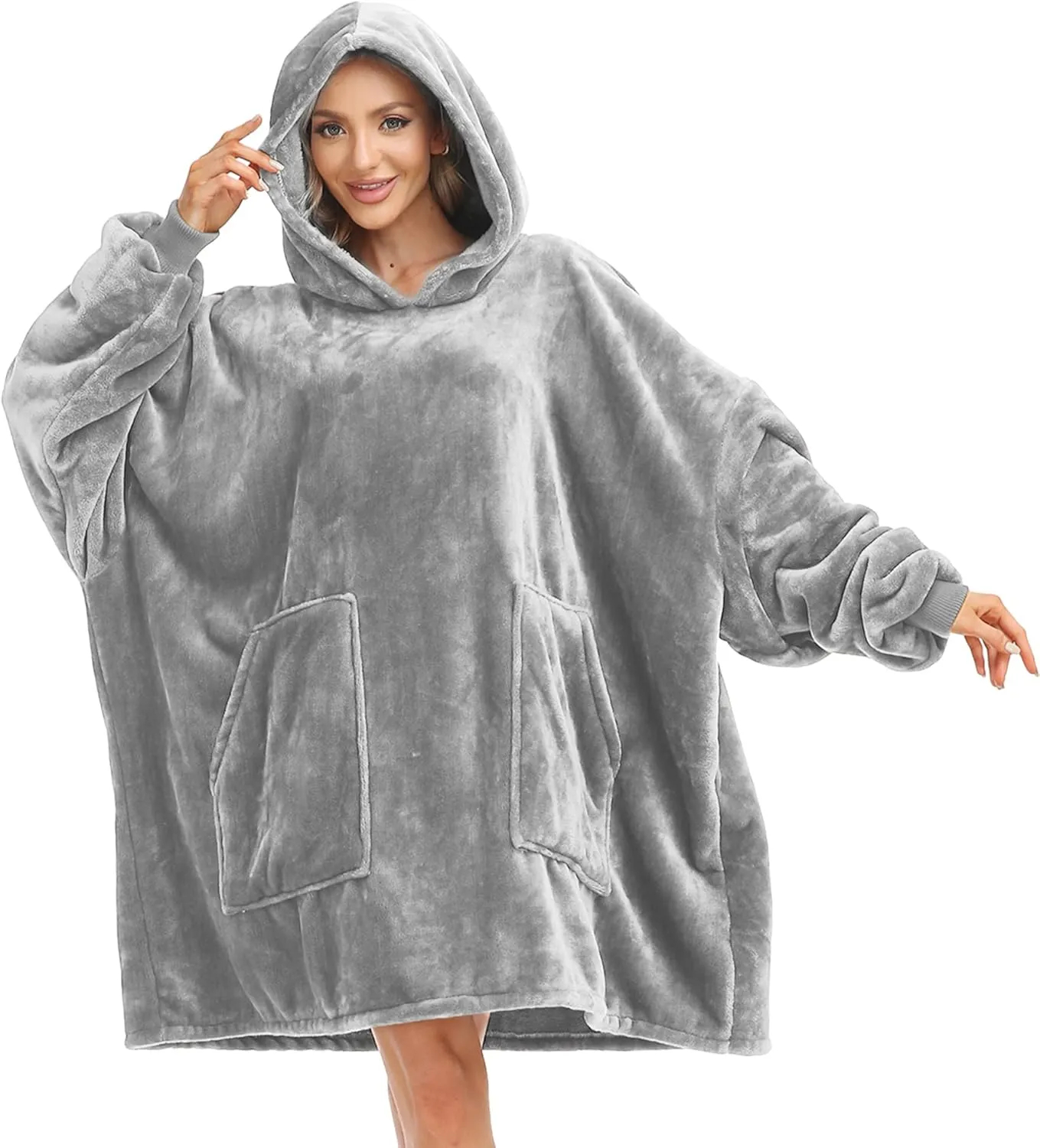 Kipswiza Blanket Hoodie - Wearable Blankets Oversized Cozy Flannel Sweatshirt Blanket as Gifts for Adult Women Men