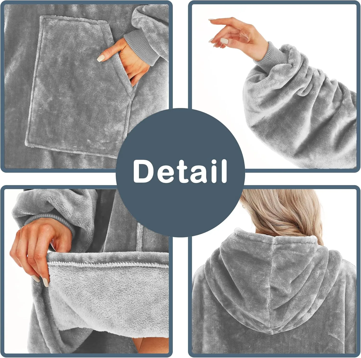 Kipswiza Blanket Hoodie - Wearable Blankets Oversized Cozy Flannel Sweatshirt Blanket as Gifts for Adult Women Men