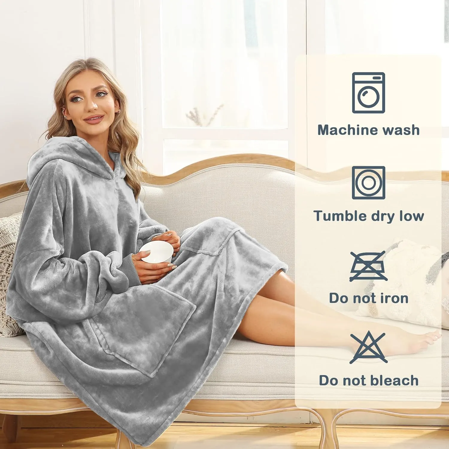 Kipswiza Blanket Hoodie - Wearable Blankets Oversized Cozy Flannel Sweatshirt Blanket as Gifts for Adult Women Men