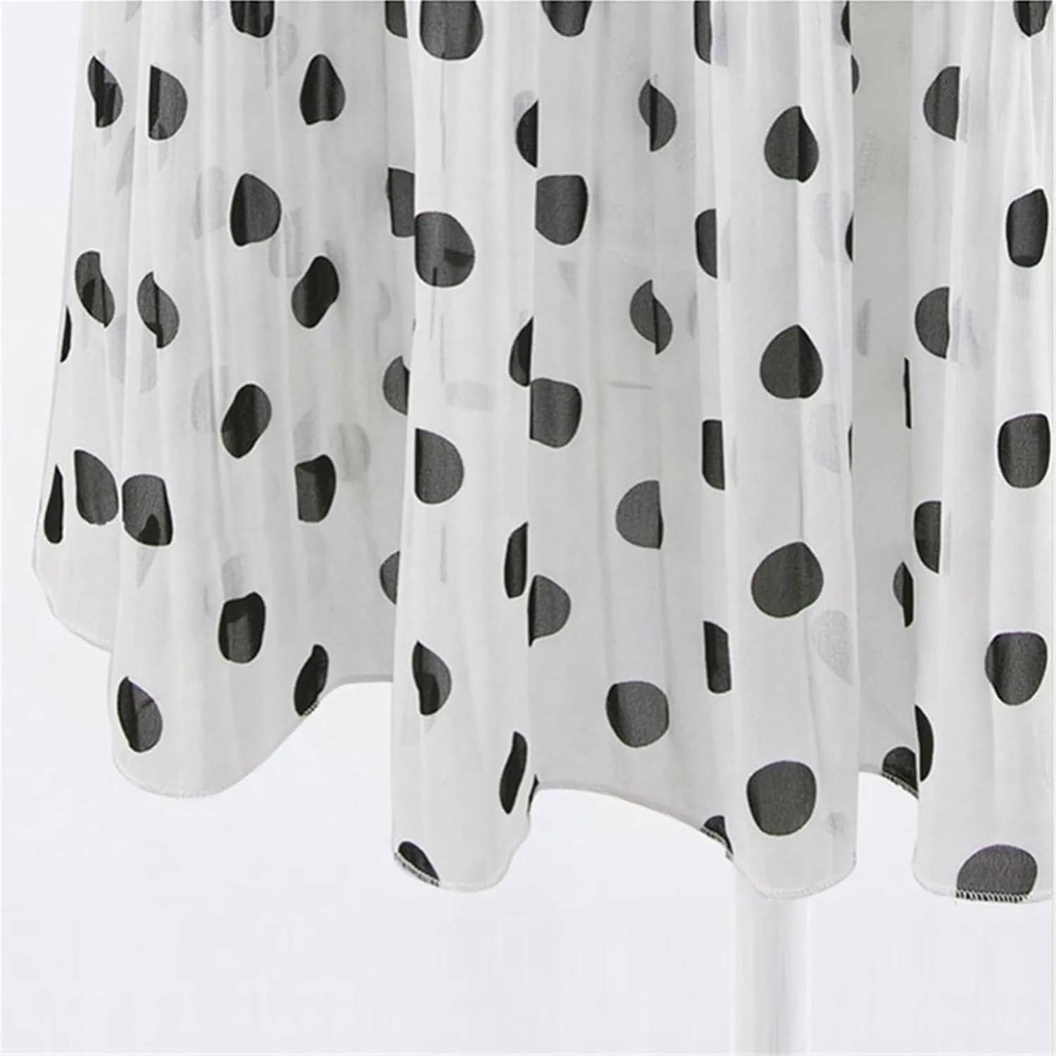 Korean Fashion Pleated Chiffon Skirt for Woman Summer Elastic Waist Polka Dot Print Beach Skirts Midi Skirt