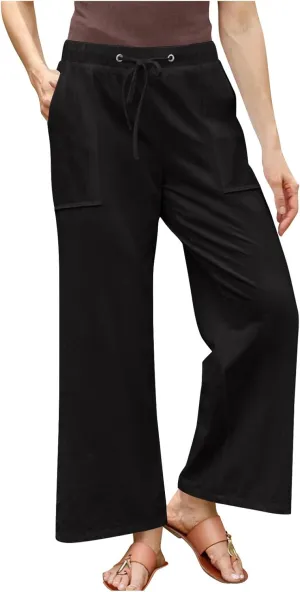 Lastesso Linen Pants Women Casual High Waist Drawstring Cotton Slacks with Pockets Cozy Beach Summer Lounge Pant Outfits