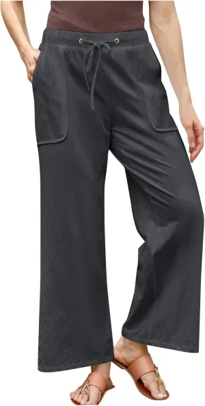 Lastesso Linen Pants Women Casual High Waist Drawstring Cotton Slacks with Pockets Cozy Beach Summer Lounge Pant Outfits