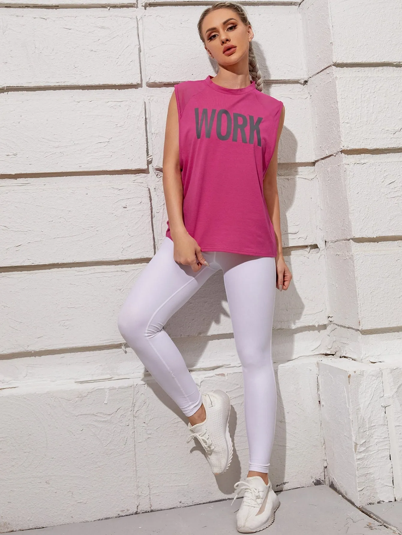 Letter Graphic Mesh Panel Active Tank Top ss22 FD
