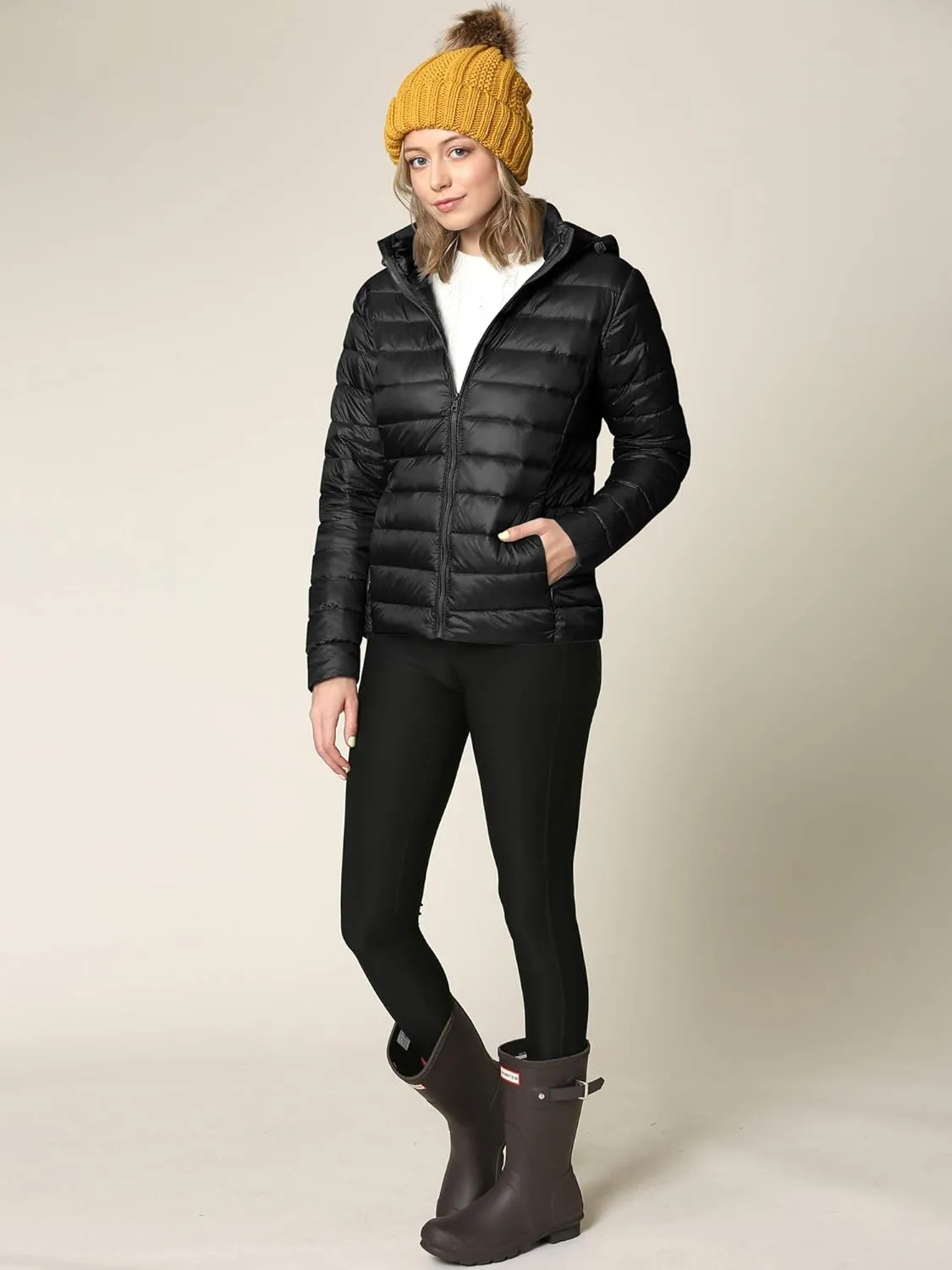 Lock and Love Women's Ultra Light Weight Packable Down Jacket with Removable Hoodie