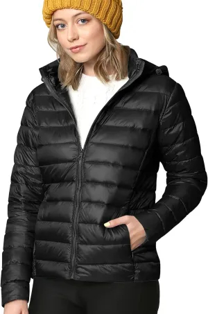 Lock and Love Women's Ultra Light Weight Packable Down Jacket with Removable Hoodie