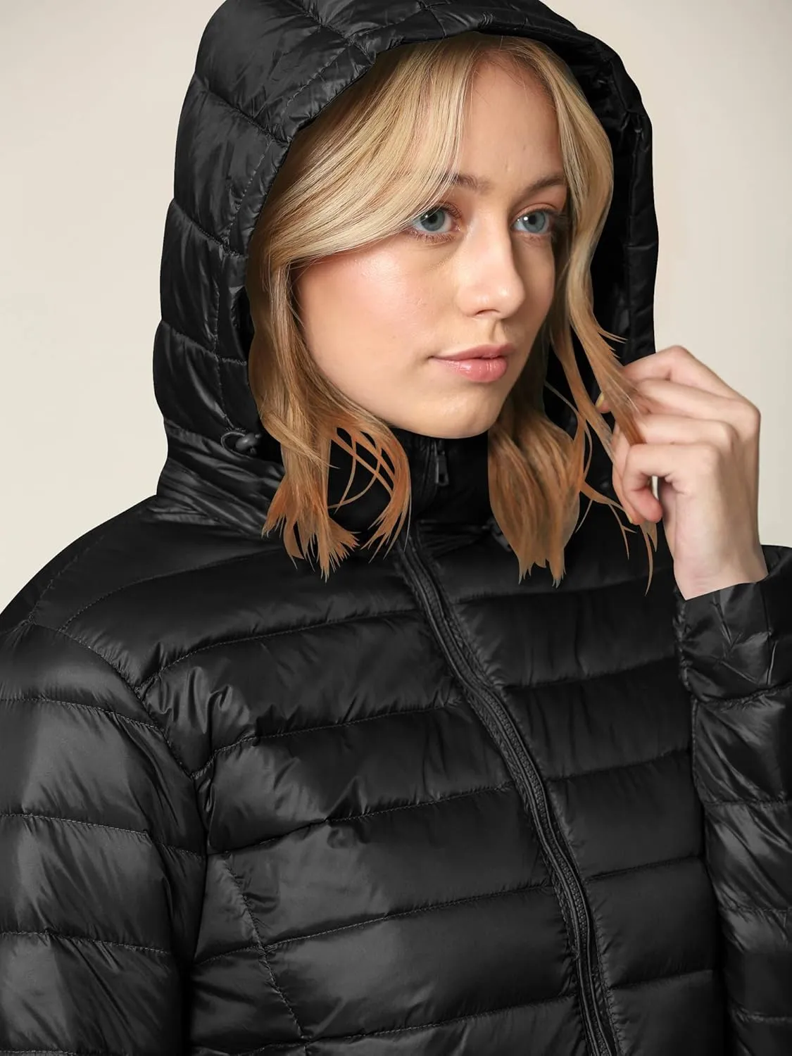 Lock and Love Women's Ultra Light Weight Packable Down Jacket with Removable Hoodie