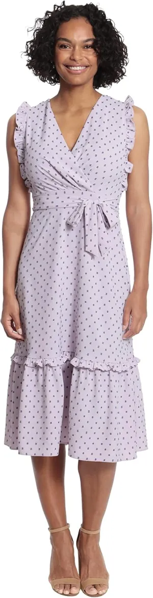 London Times Women's Ruffled Tiered Midi Dress