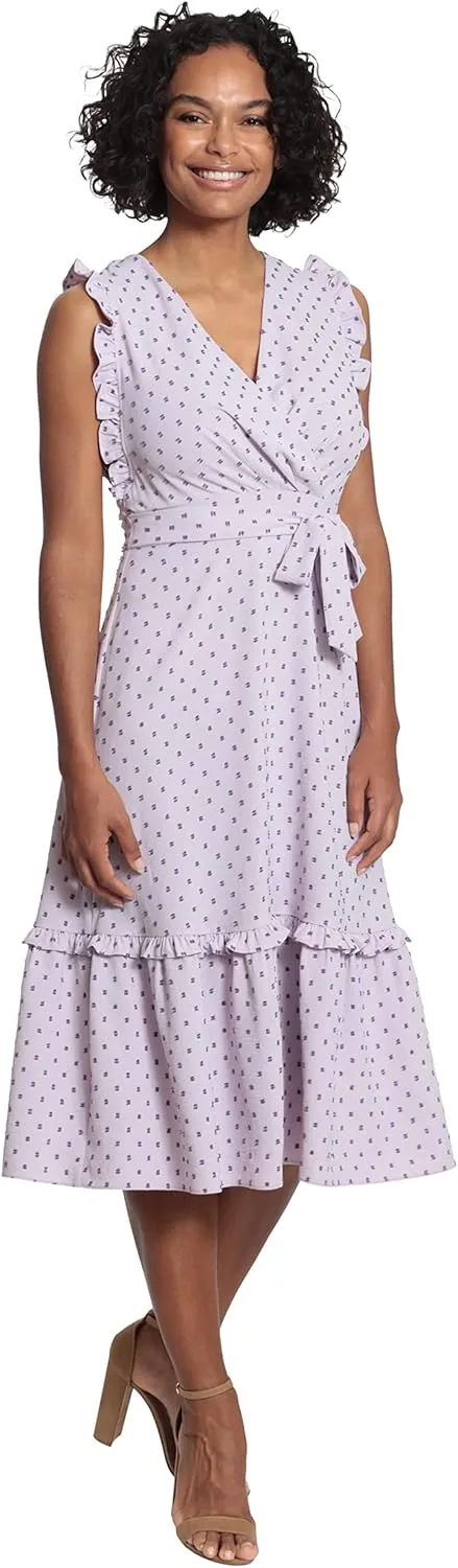 London Times Women's Ruffled Tiered Midi Dress