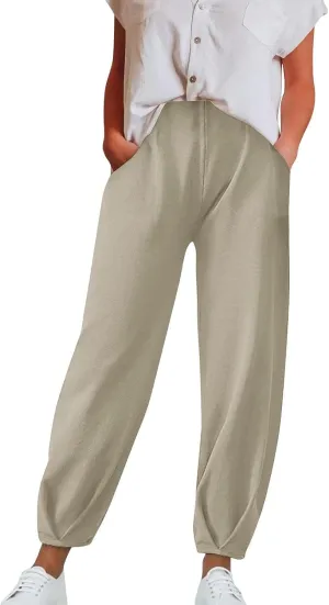 Lounge Pant Women Summer Trendy High Waisted Wide Leg Long Lounge Pant Cropped Cozy Pants with Pockets