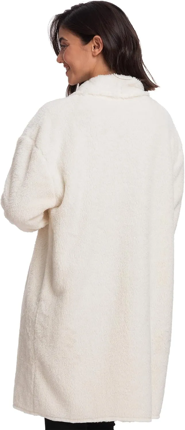 Mad Dog Women's Sherpa Cardigan Sweater, Cozy Loungewear Top, Thin Lightweight Long Open Front Jacket