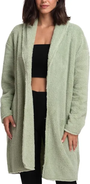 Mad Dog Women's Sherpa Cardigan Sweater, Cozy Loungewear Top, Thin Lightweight Long Open Front Jacket