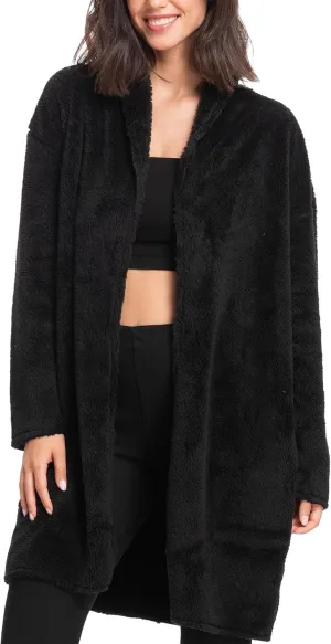 Mad Dog Women's Sherpa Cardigan Sweater, Cozy Loungewear Top, Thin Lightweight Long Open Front Jacket