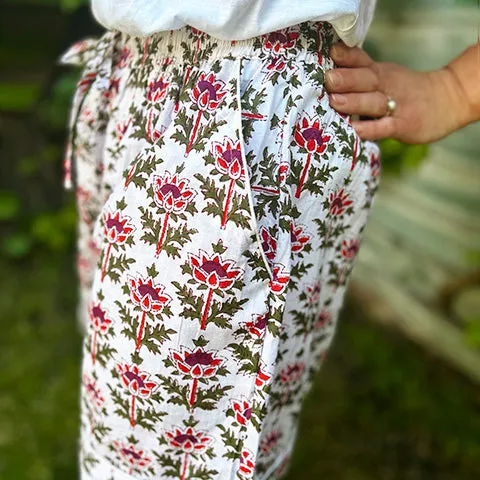 Maharaja Block Print White Shorts