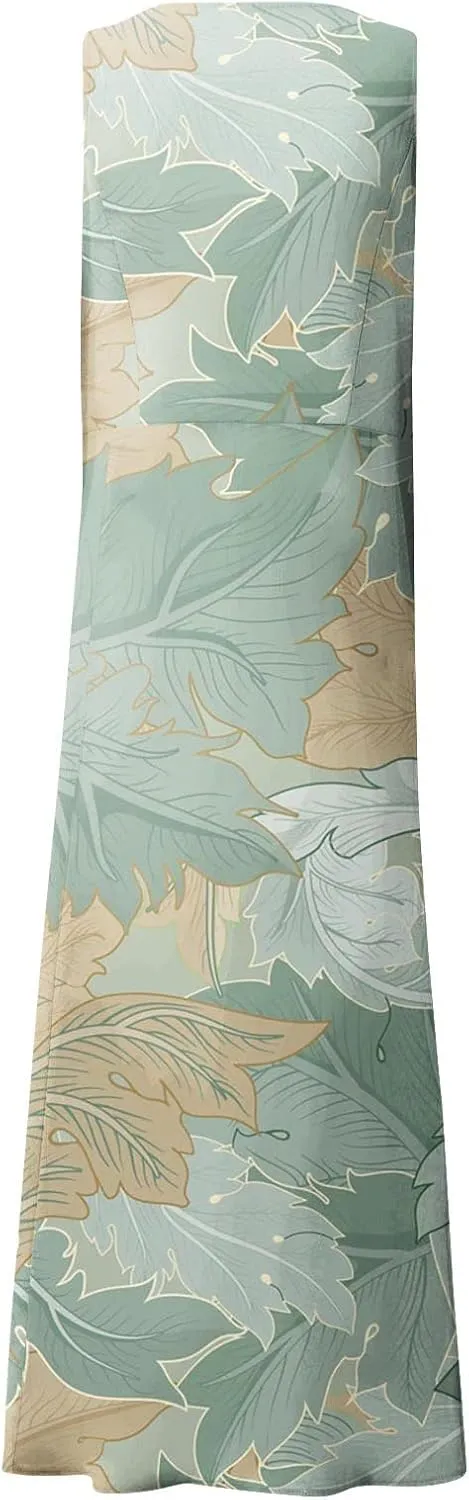 Maxi Dress for Women Cotton Linen Floral Print Casual Long Dress Flowy Sleeveless Round Neck Dresses with Pockets