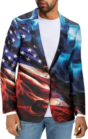 Men's Cozy One Button Suit Long Sleeve Blazer Jackets with Pockets Lightweight Knit Sport Coat for Business,Party