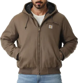 Men's Work Coat Washed Duck Fleece Lined Waterproof Workwear Fit Relaxed Winter Hooded Active Jacket
