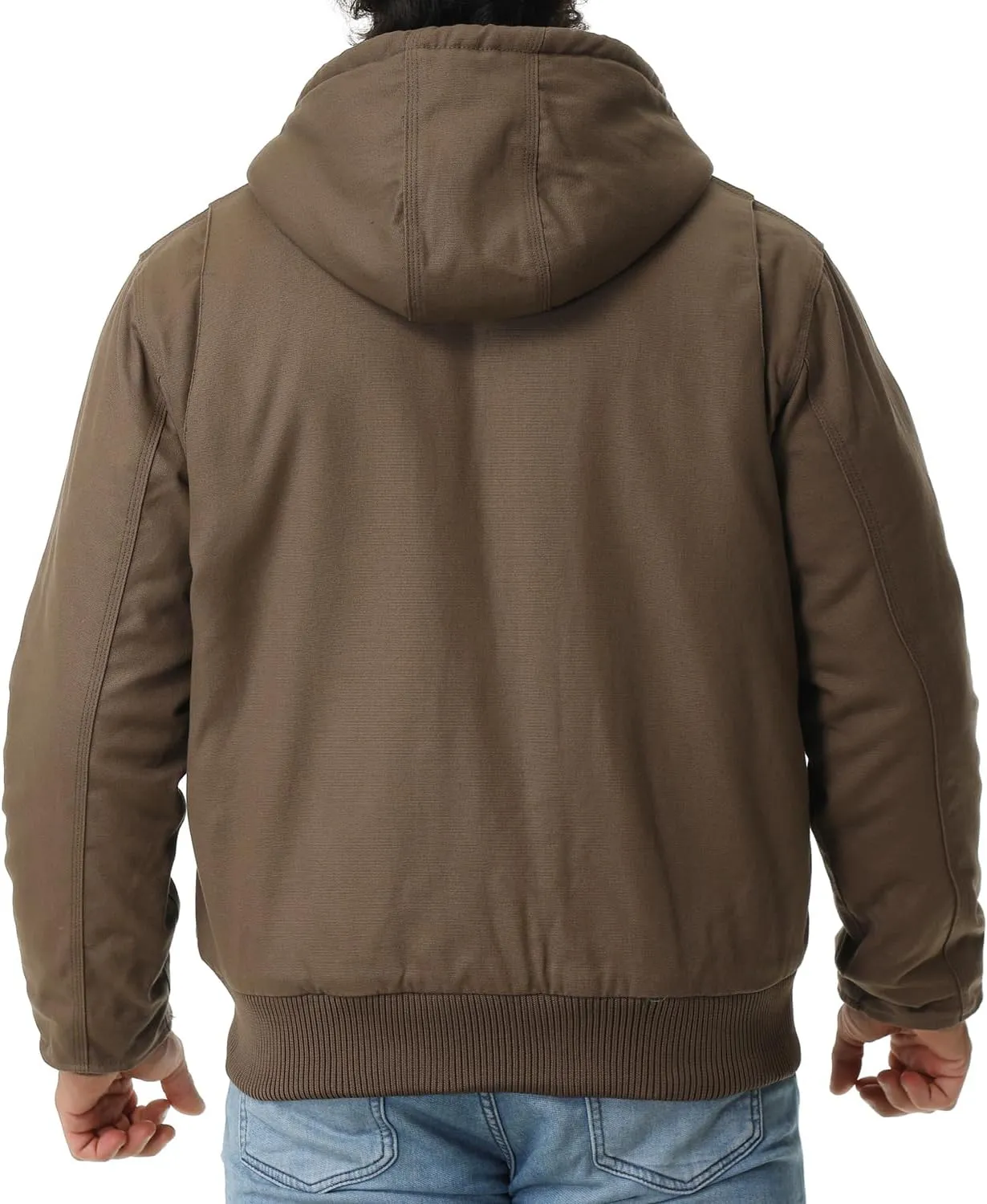 Men's Work Coat Washed Duck Fleece Lined Waterproof Workwear Fit Relaxed Winter Hooded Active Jacket