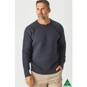 Merino Moss Platted Crew - Anthracite