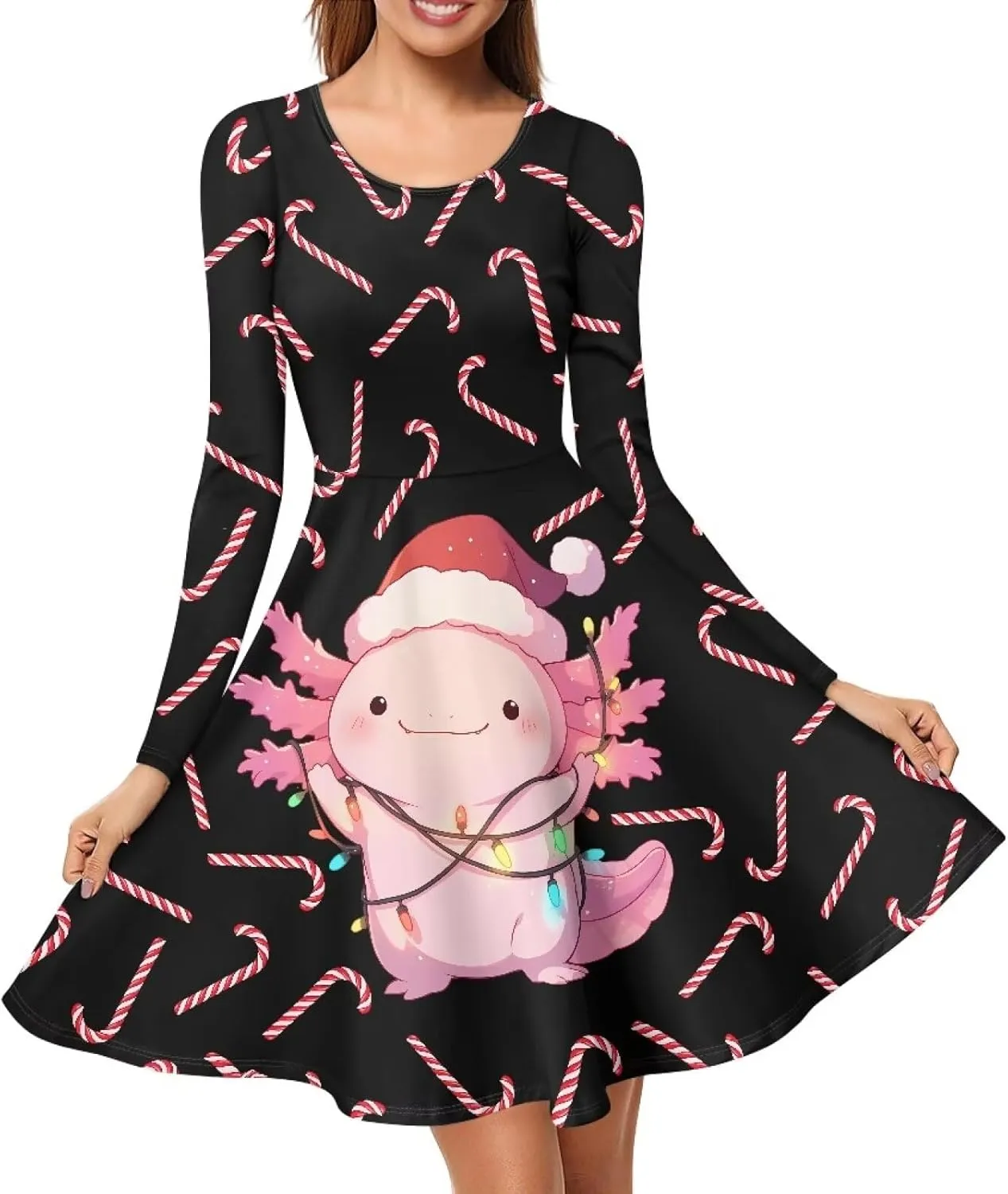 Midi Dresses for Women Fall Long Sleeve Puffy Dress Size S-4XL
