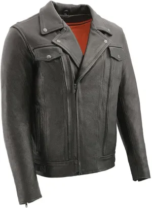 Milwaukee Leather Men’s ‘Pistol Pete’ Black Vented Leather Cruiser Jacket - MLM1520