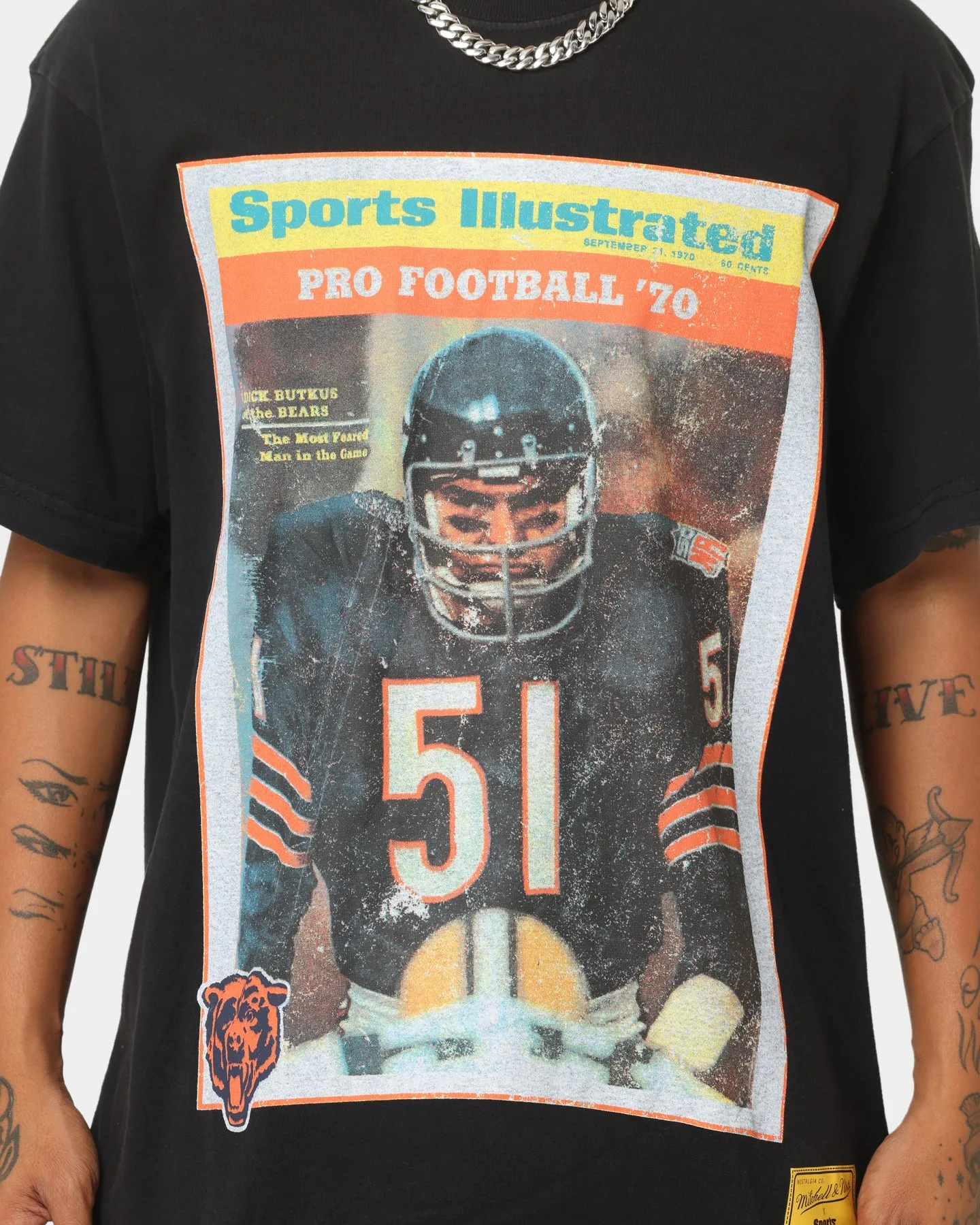 Mitchell & Ness Chicago Bears NFL Sports Illustrated Cover Vintage T-Shirt Faded Black