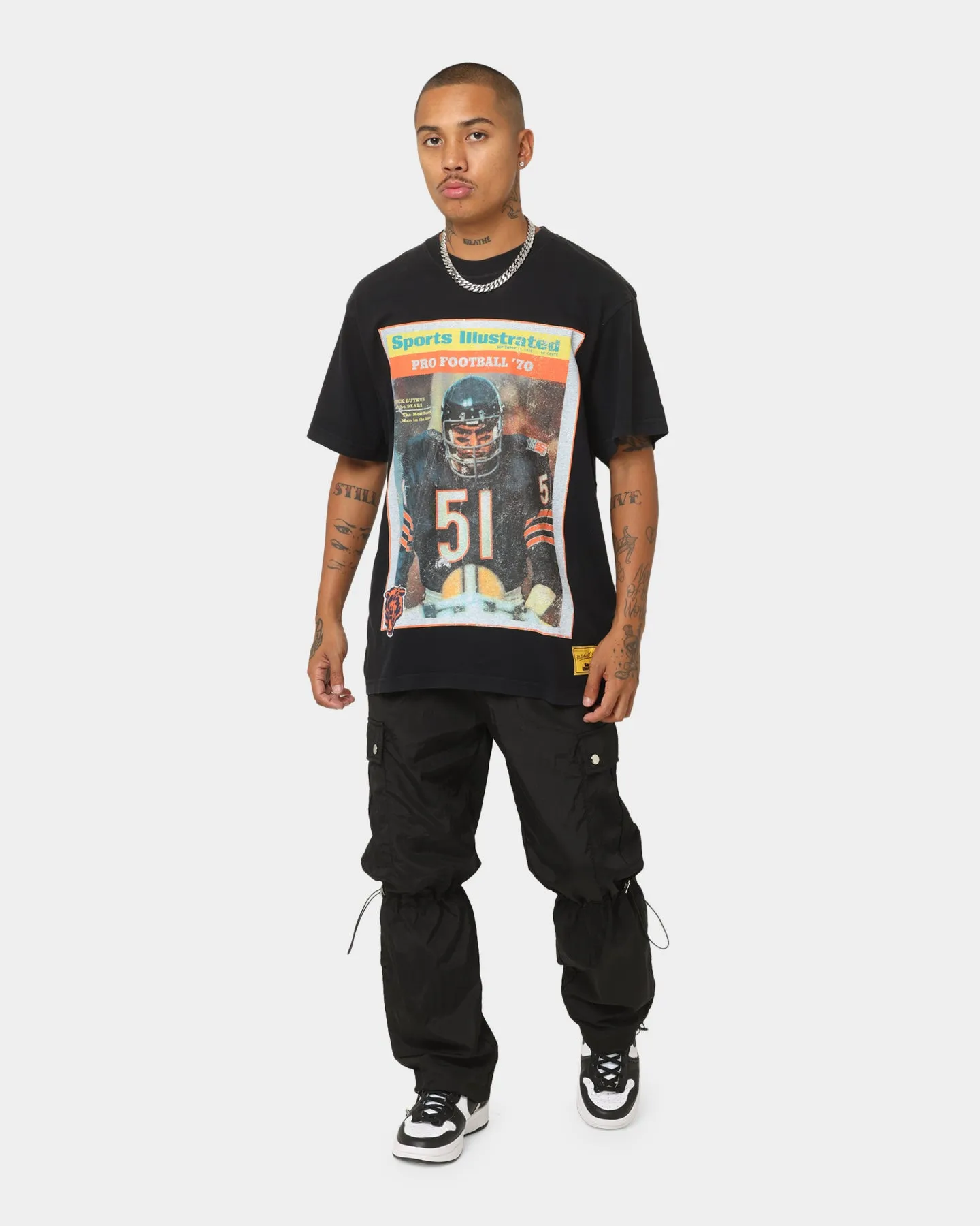Mitchell & Ness Chicago Bears NFL Sports Illustrated Cover Vintage T-Shirt Faded Black