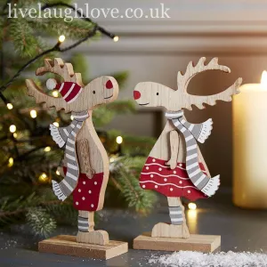 Mr & Mrs Rudolf Wooden Shelf Sitters