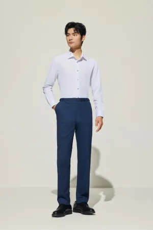 Multi-Way Stretch Knit Print Smart Fit Texture Suit Pants with Elastic Waist Band