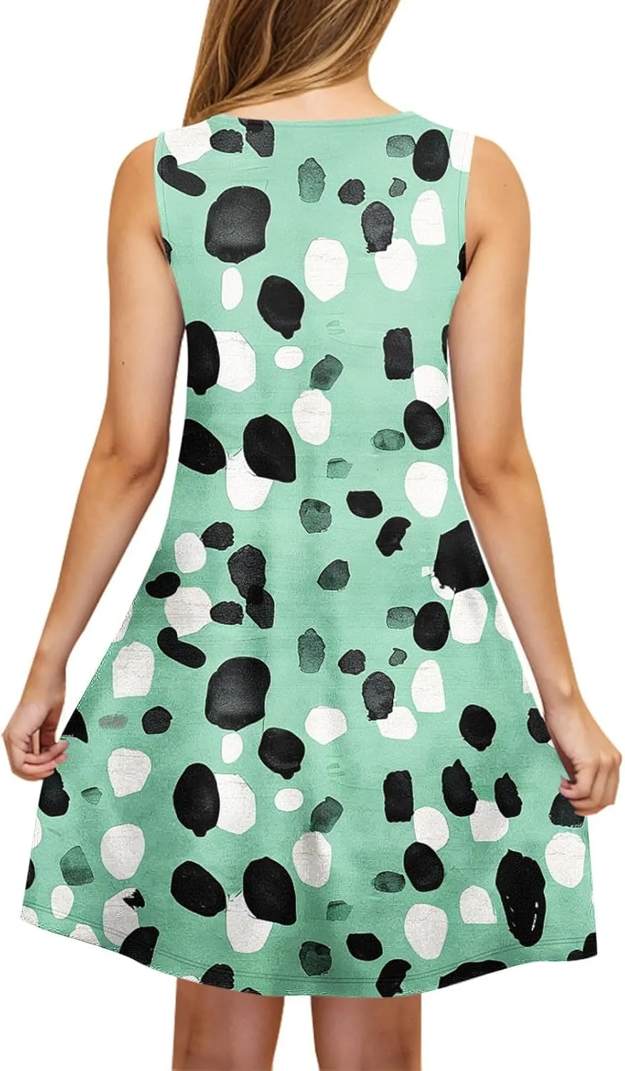 NaRHbrg Women's Floral Print Sleeveless Summer Casual Mini Dress Lightweight Loose Fit Beach Sundress Vacation Outfit