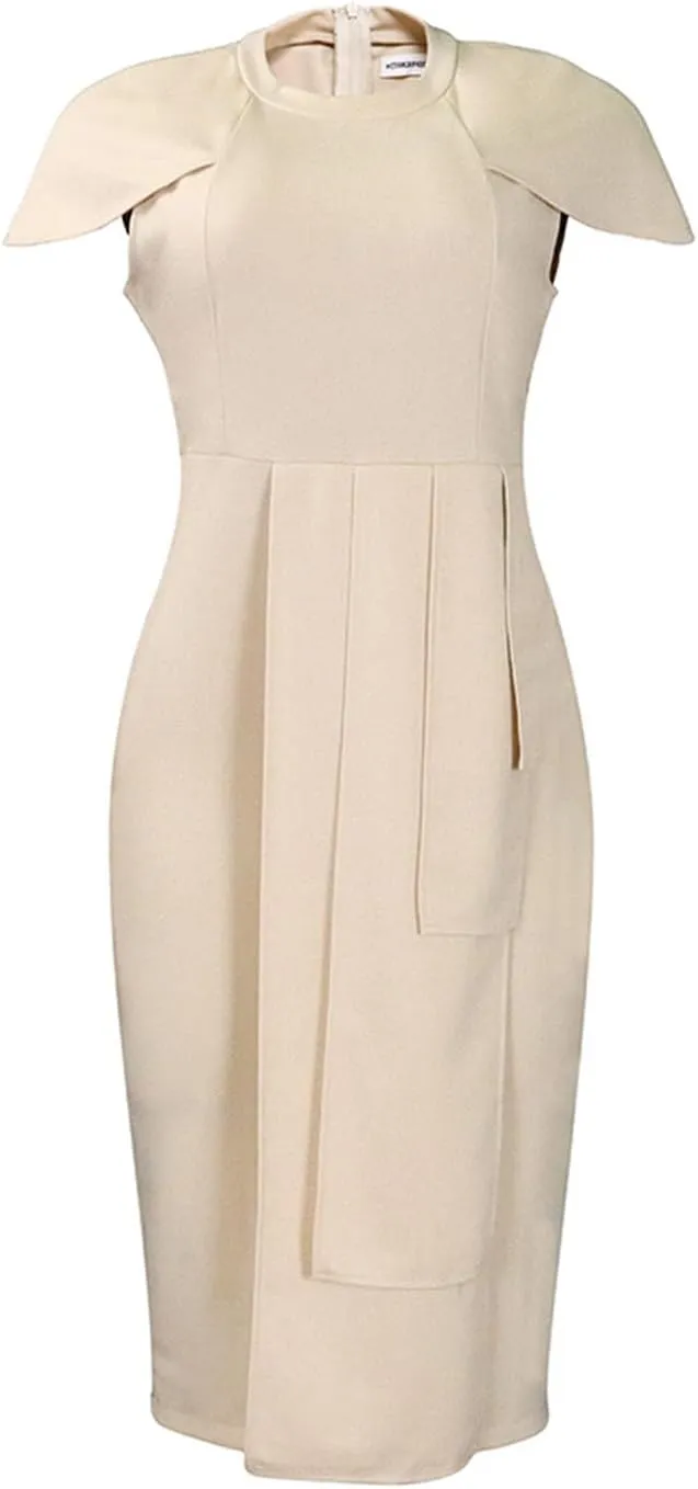 NATHGAM Plus Size Pencil Midi Dress Women Sexy Wrap Front Ruched Bodycon Tiered Dresses Office Business Cocktail Party Dress