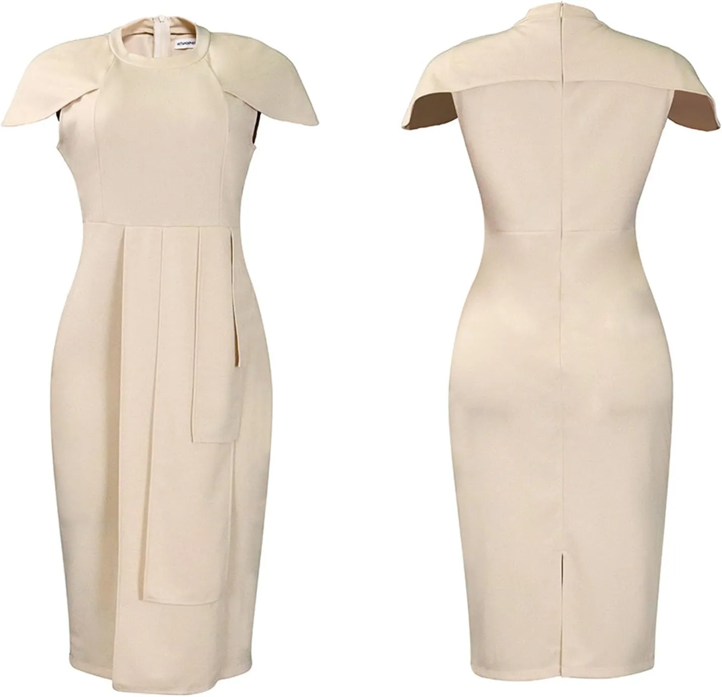 NATHGAM Plus Size Pencil Midi Dress Women Sexy Wrap Front Ruched Bodycon Tiered Dresses Office Business Cocktail Party Dress