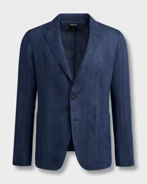 Navy Oasi Linen Sports Jacket