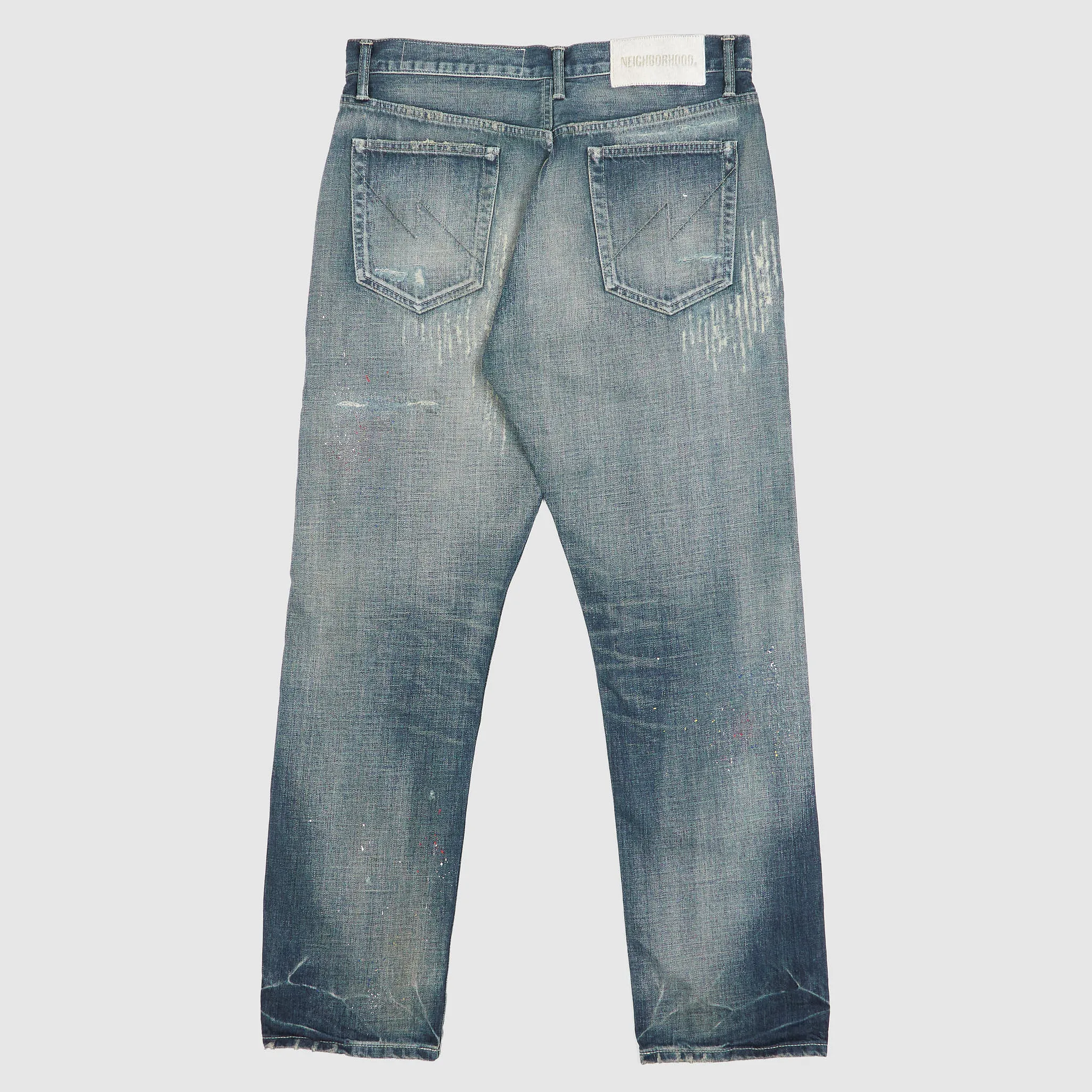 Neighborhood Deep-Mid Tapered Distressed Selvage Jeans