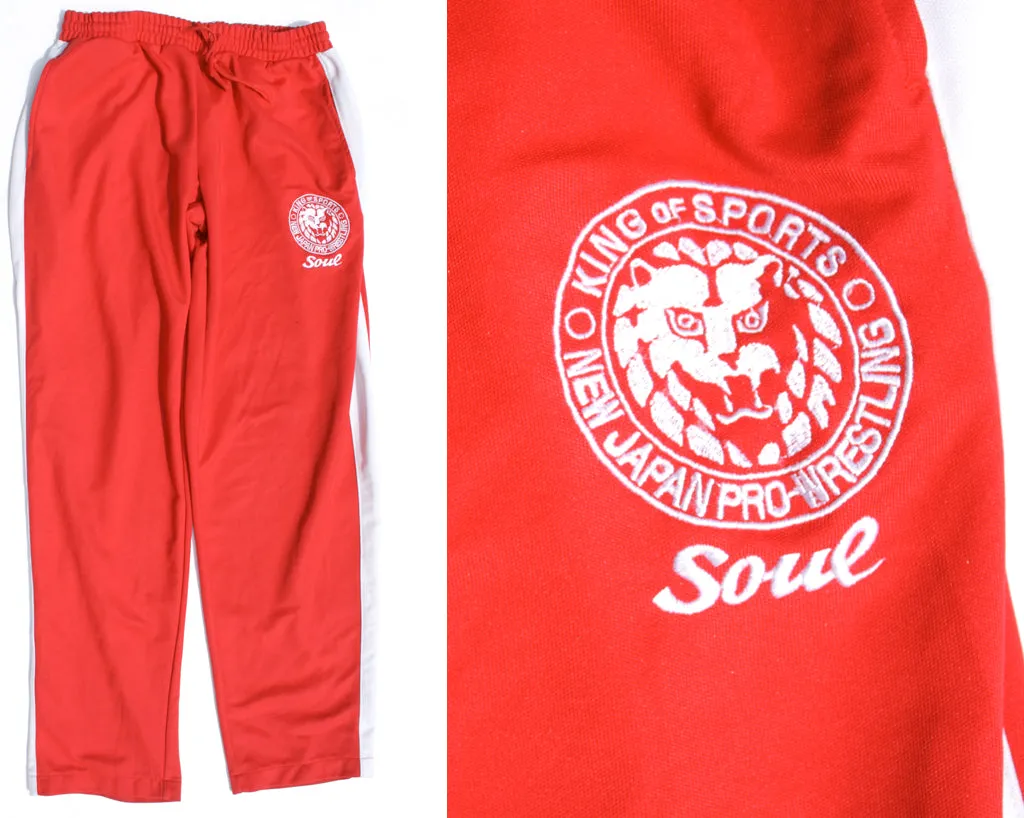 NJPW LIONMARK RED WARMUP PANTS MED