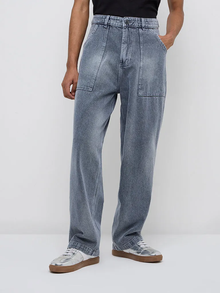 Nuon Blue Washed Relaxed - Fit Mid - Rise Jeans