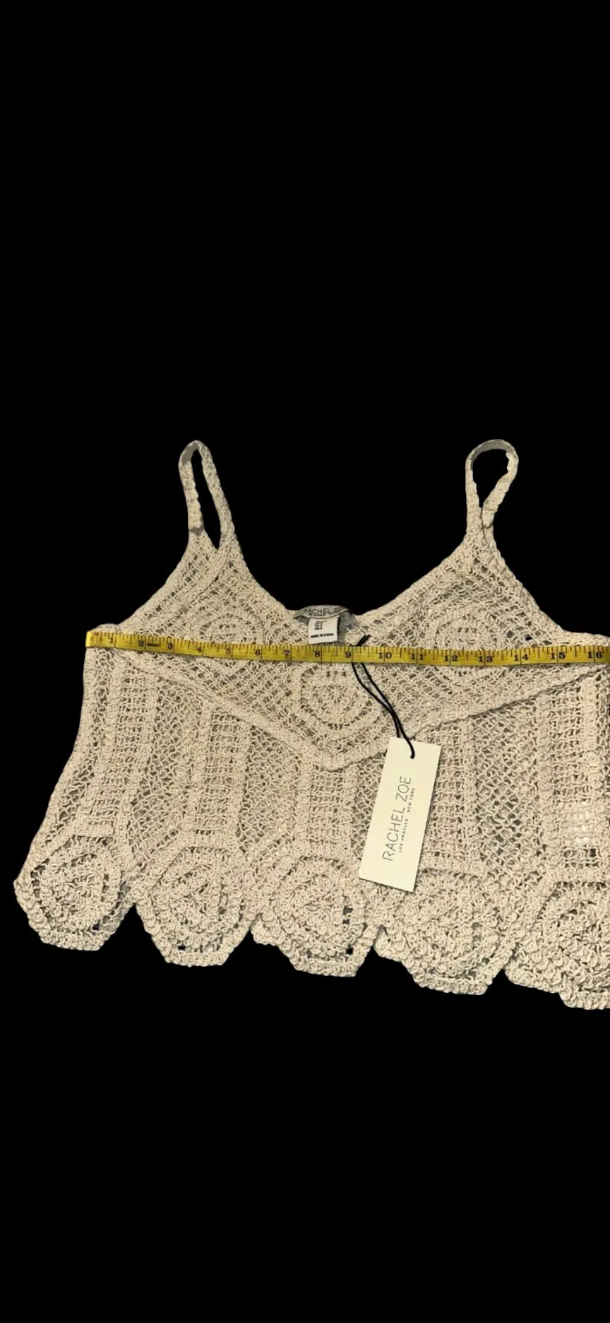 NWT Rachel Zoe Crochet Crop Tank Top Size Small Cotton Boho Festival Y2K Hippie.