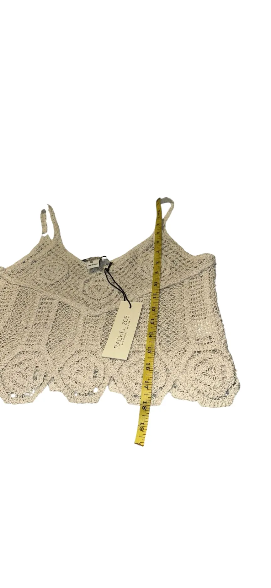 NWT Rachel Zoe Crochet Crop Tank Top Size Small Cotton Boho Festival Y2K Hippie.