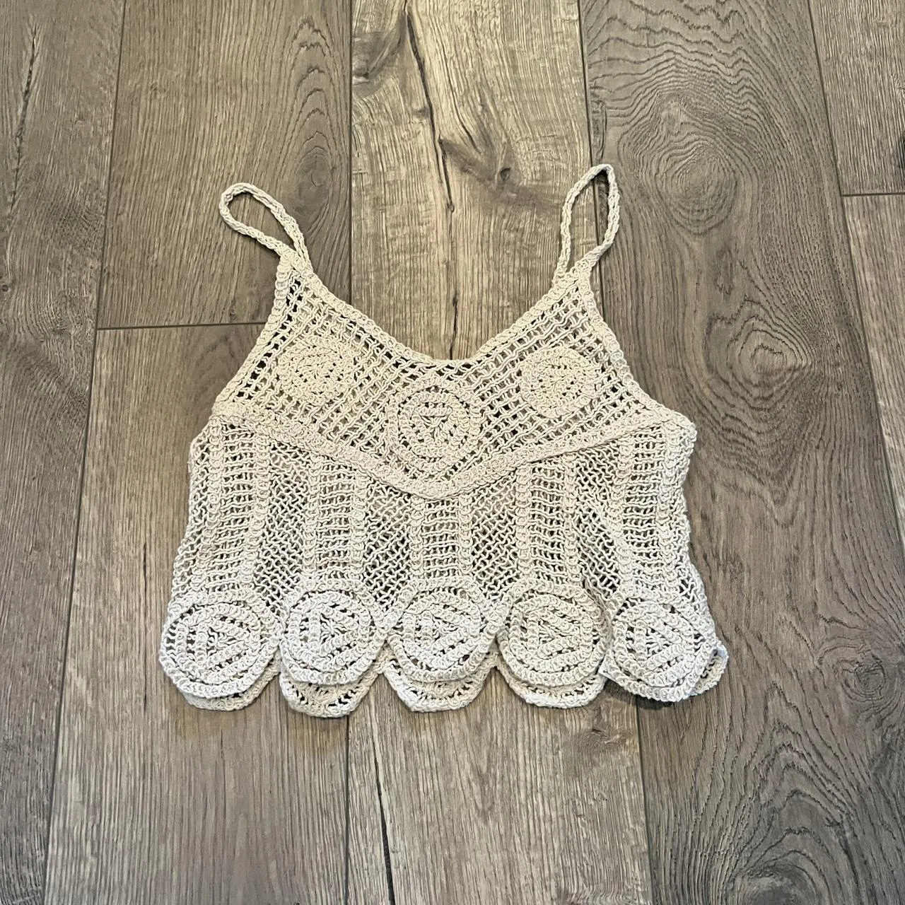 NWT Rachel Zoe Crochet Crop Tank Top Size Small Cotton Boho Festival Y2K Hippie.