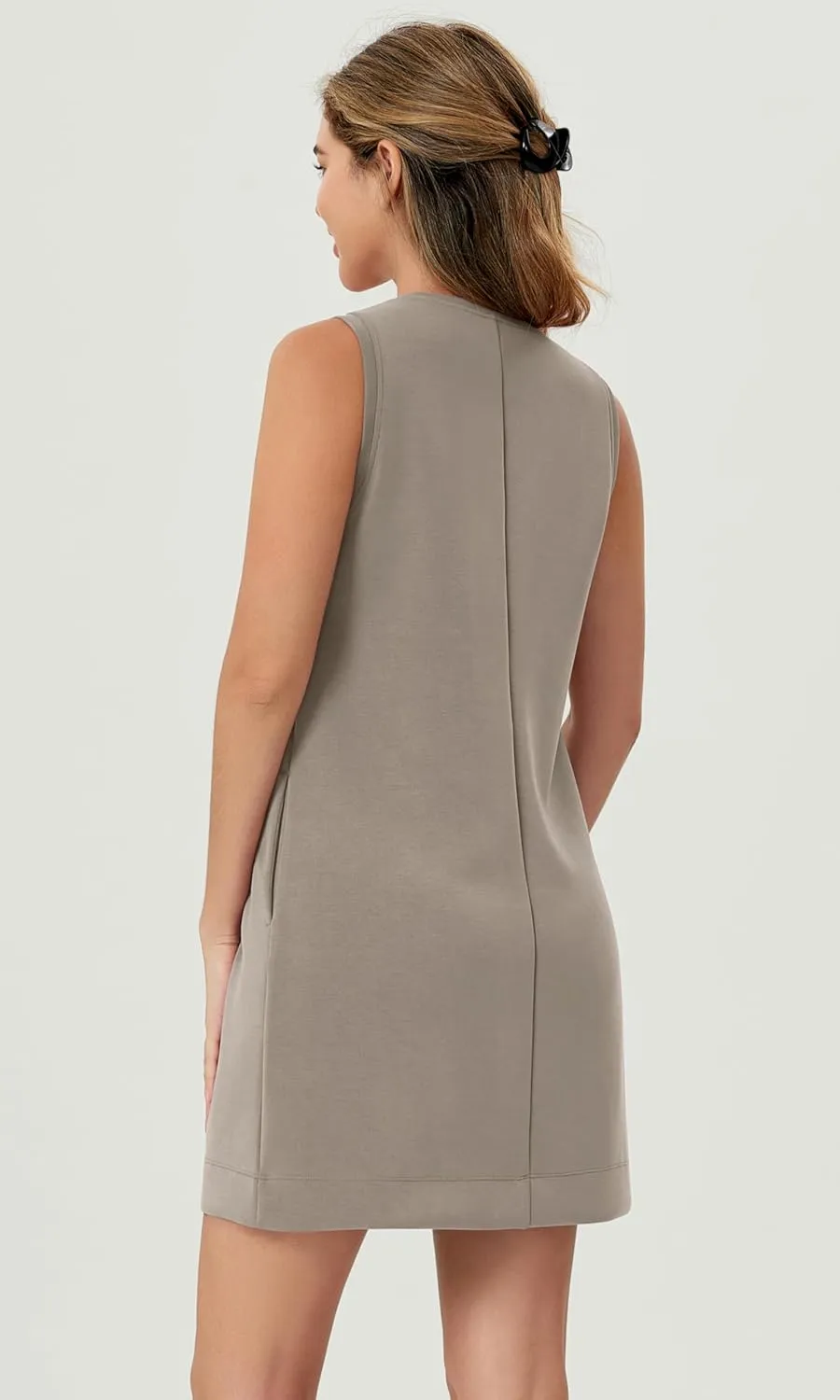 ODODOS Modal Soft V-Neck Tank Dress for Women Sleeveless Sundress Casual Relaxed Summer Dress with Pocket