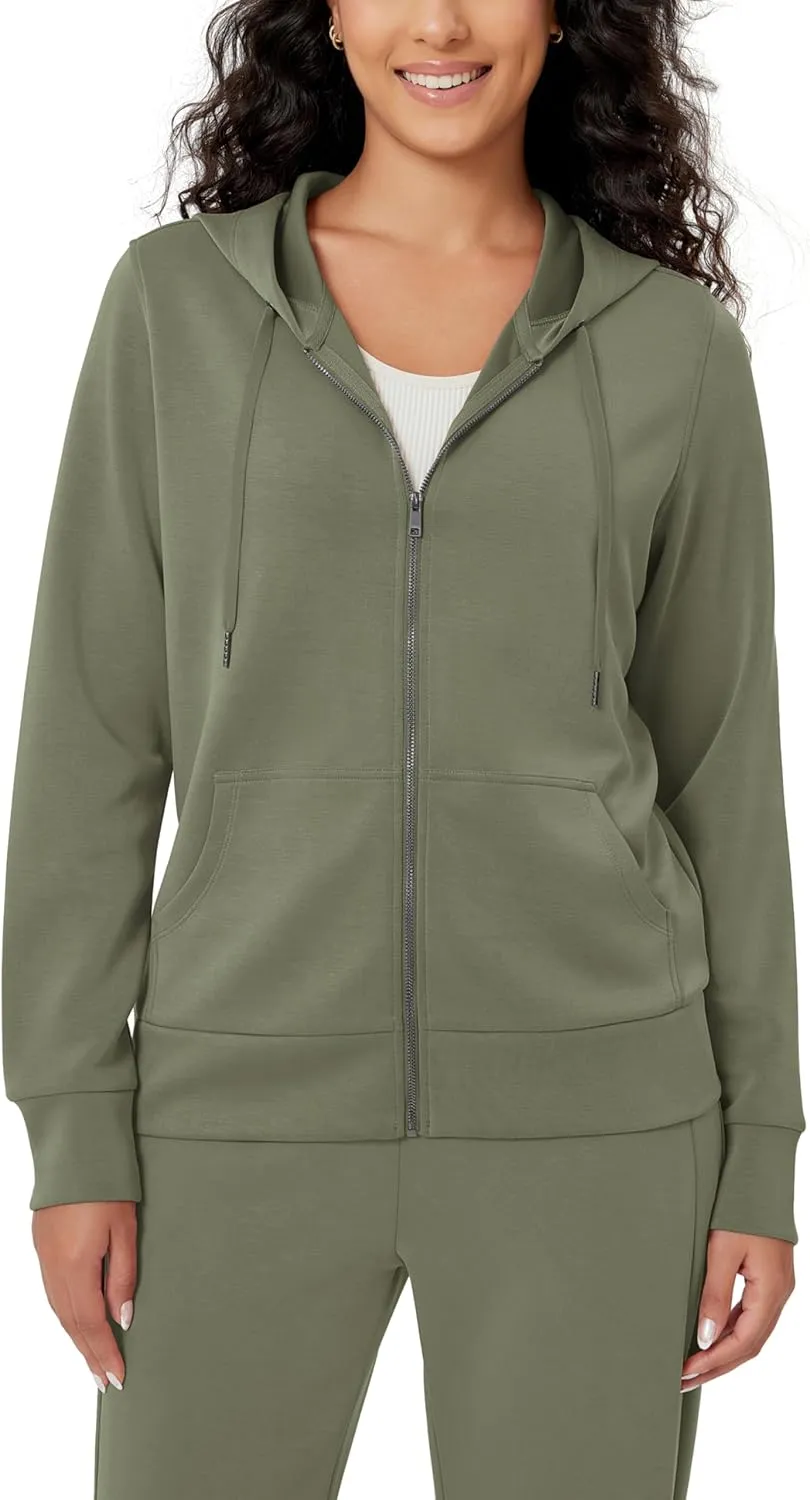 ODODOS Women's Modal Soft Full-Zip Hoodies Casual Relaxed Fall Outfit Hooded Jacket with Pockets