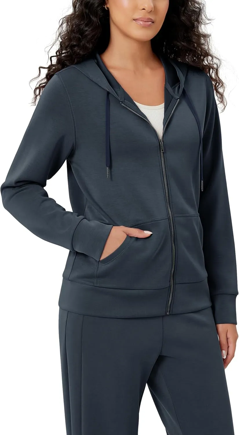 ODODOS Women's Modal Soft Full-Zip Hoodies Casual Relaxed Fall Outfit Hooded Jacket with Pockets
