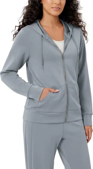 ODODOS Women's Modal Soft Full-Zip Hoodies Casual Relaxed Fall Outfit Hooded Jacket with Pockets