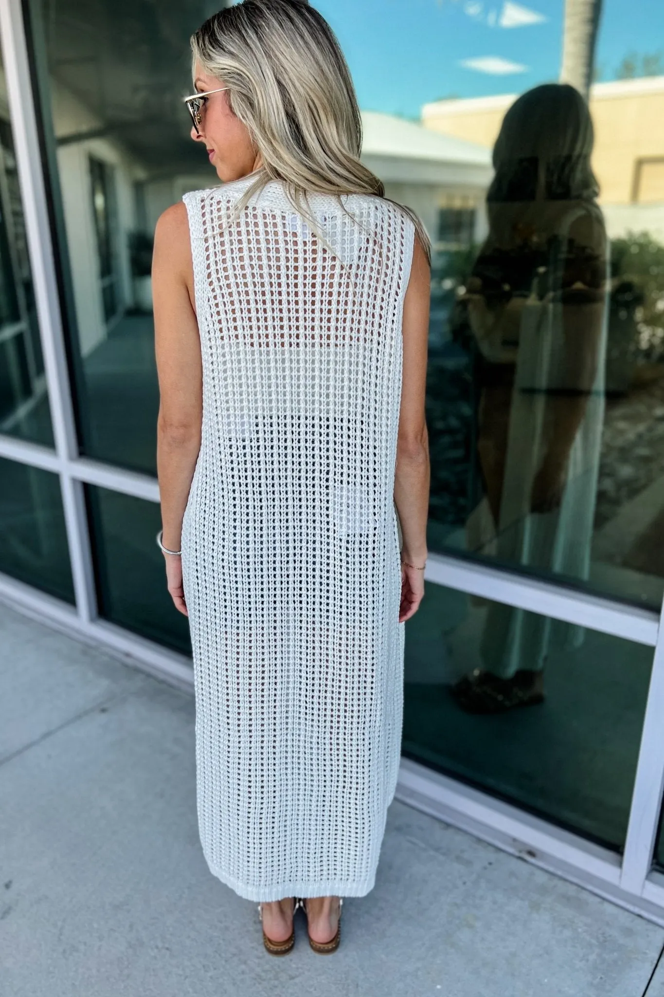 Off White Meadowlight Crochet Vest Cardigan